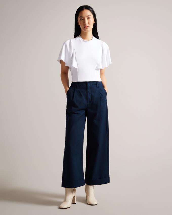 Pantalon Ted Baker Wide Leg Tailored Bleu Marine Femme | AXB-43275155